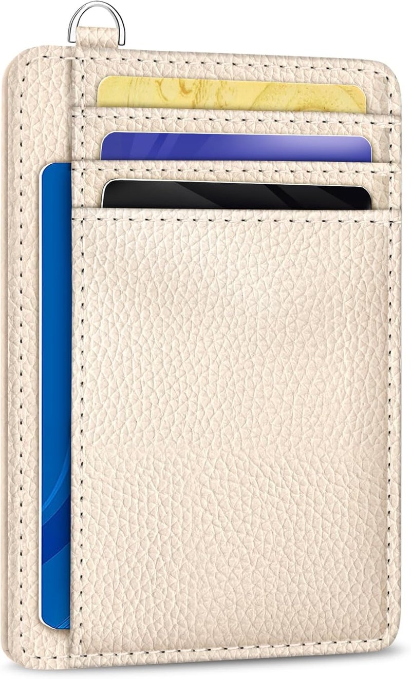 Yonlevres Credit Card Holder for Women, Slim RFID Wallet Front Pocket Small Card Holder, Travel Card Case ID Window PU Leather Cute Funny Thin RFID Blocking Card Organizer Gifts Girls Ladies - Image 1